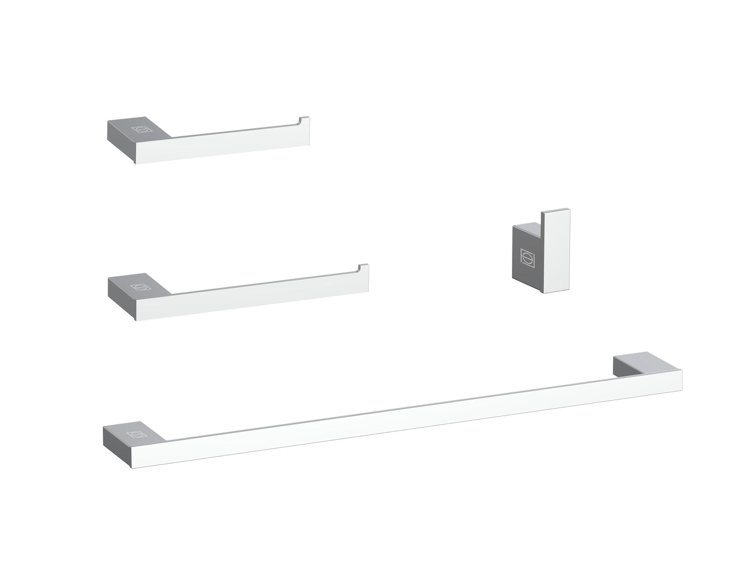 Finley 4-Piece Bathroom Hardware Set, Modern Style, Chrome - BH130S4PCH