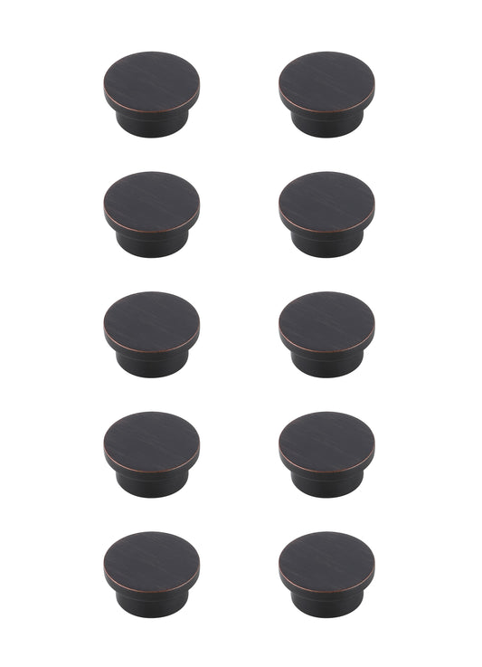 Corwin 1.6" Diameter Oversize Round Knob Multipack (Set of 10), Modern Style, Oil-Rubbed Bronze - CK160ORB-10PK