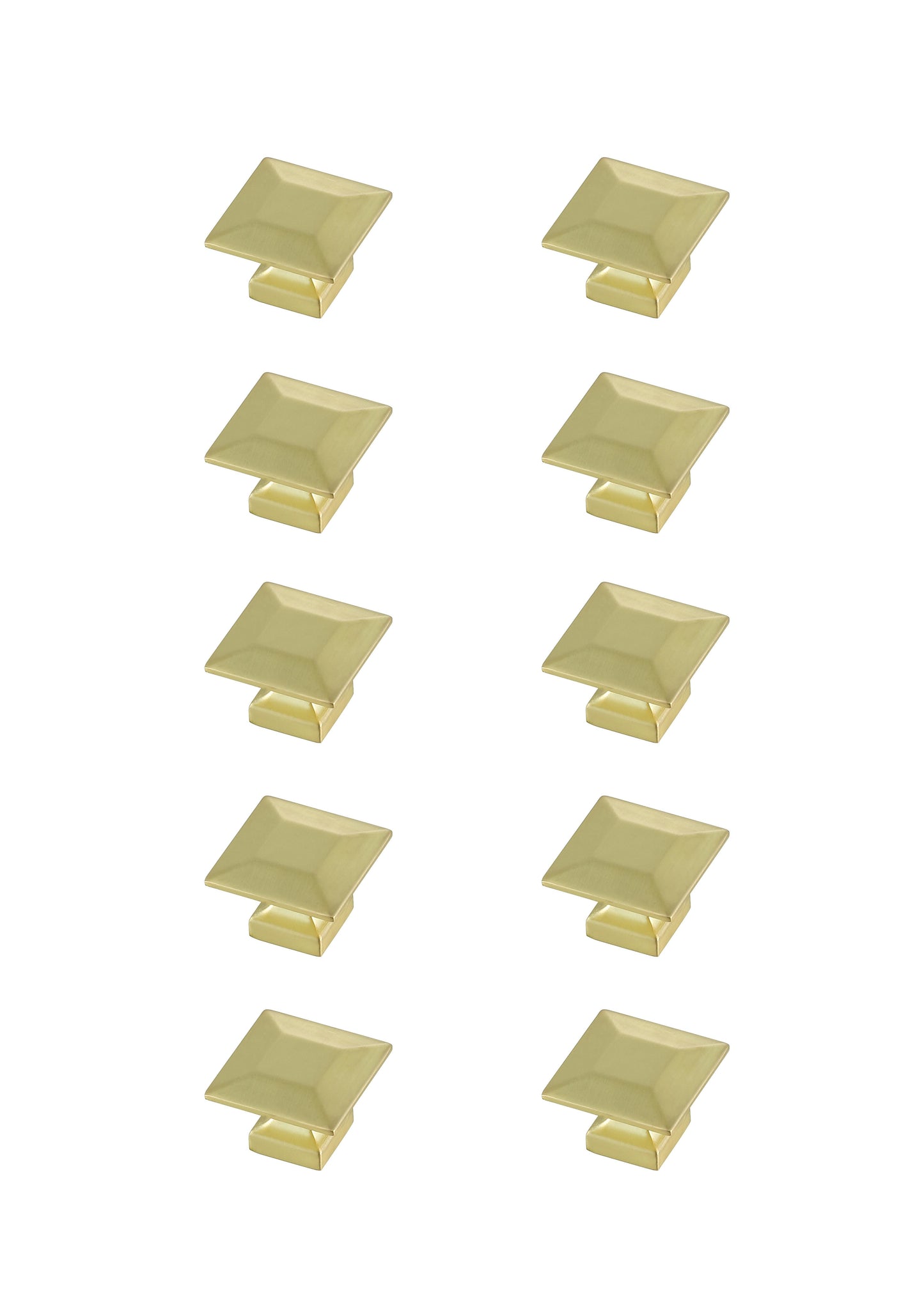 Oriana 1.3" Square Knob Multipack (Set of 10), Modern Style, Brushed Gold - CK220GD-10PK