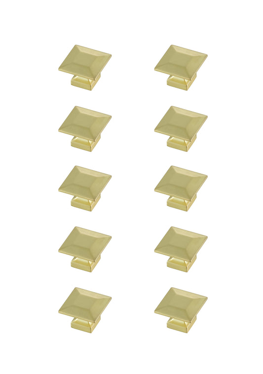 Oriana 1.3" Square Knob Multipack (Set of 10), Modern Style, Brushed Gold - CK220GD-10PK