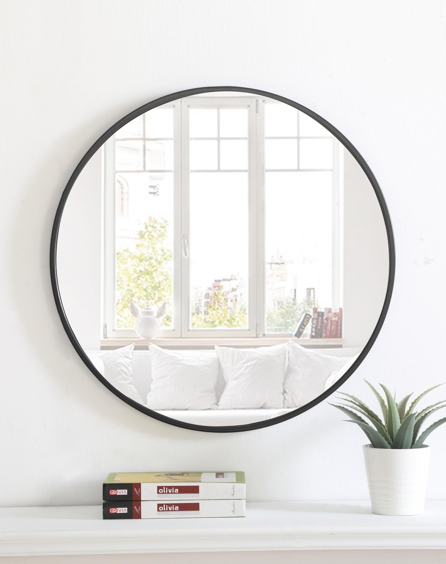 Clarity, Metal Frame Round Mirror 24 Inch Finish, Contemporary, Black - MR17024BK