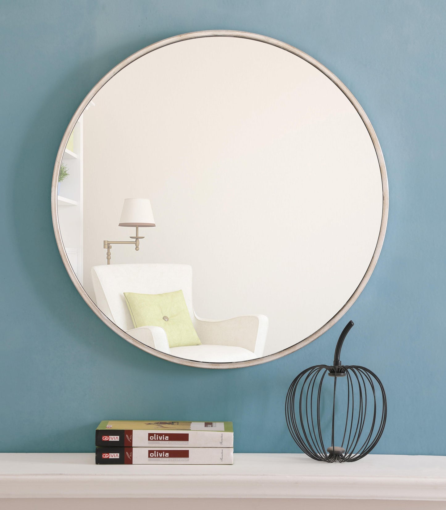 Clarity, Metal Frame Round Mirror 24 Inch Finish, Contemporary, Silver - MR170243S