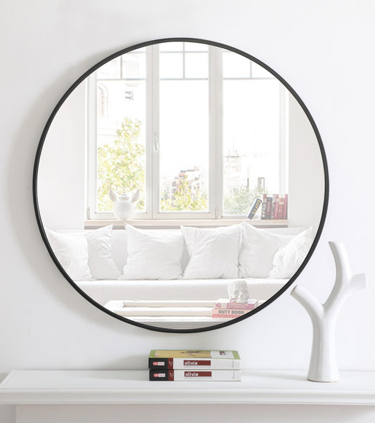 Clarity, Metal Frame Round Mirror 32 Inch Finish, Contemporary, Black - MR17032BK