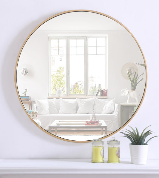 Clarity, Metal Frame Round Mirror 32 Inch Finish, Contemporary, Brass - MR17032BR