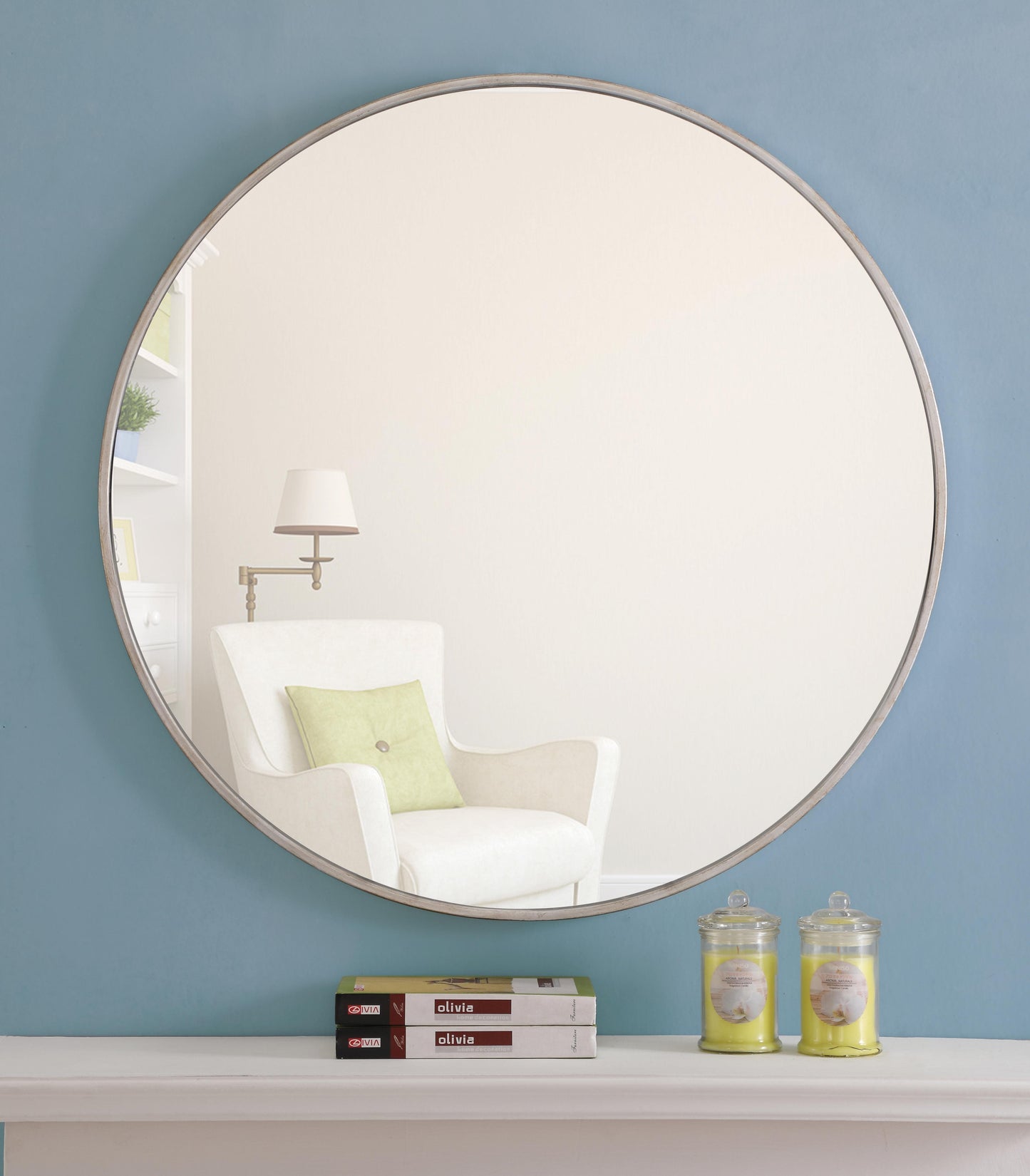 Clarity, Metal Frame Round Mirror 32 Inch Finish, Contemporary, Silver - MR170329S