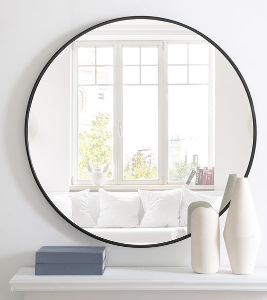 Clarity, Metal Frame Round Mirror 36 Inch Finish, Contemporary, Black - MR17036BK