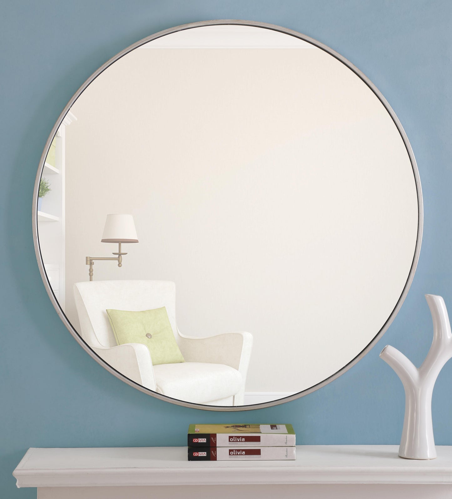 Clarity, Metal Frame Round Mirror 36 Inch Finish, Contemporary, Silver - MR170363S