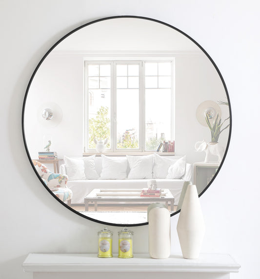 Clarity, Metal Frame Round Mirror 42 Inch Finish, Contemporary, Black - MR17042BK