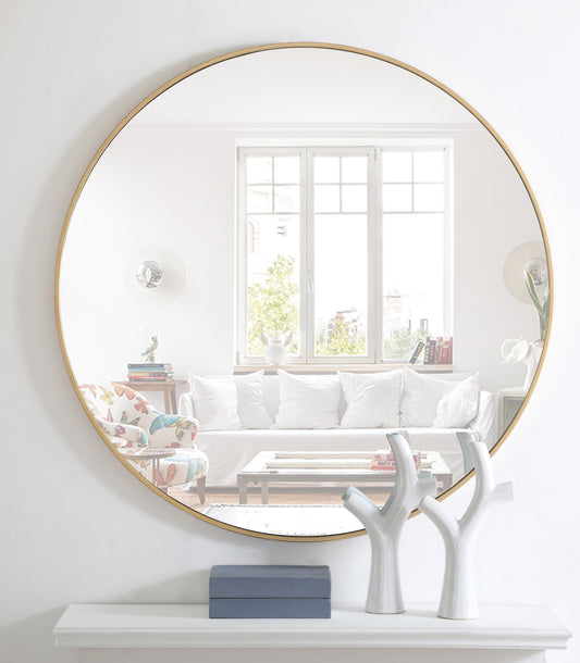 Clarity, Metal Frame Round Mirror 42 Inch Finish, Contemporary, Brass - MR17042BR