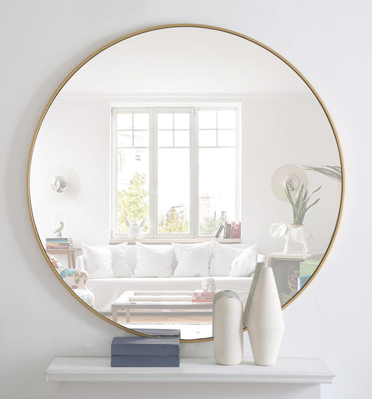 Clarity, Metal Frame Round Mirror 48 Inch Finish, Contemporary, Brass - MR17048BR