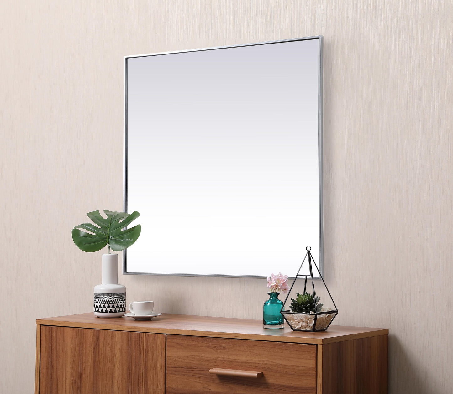 Eternity, Metal Frame Square Mirror 42 Inch in, Modern, Silver - MR20042422S