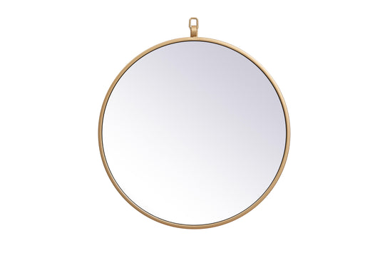 Brilliance, Metal Frame Round Mirror with Decorative Hook 18 Inch in, Midcentury Modern, Brass - MR2201818BR