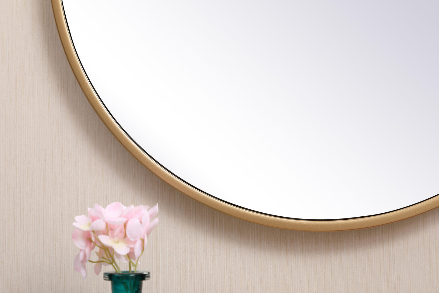 Brilliance, Metal Frame Round Mirror with Decorative Hook 18 Inch in, Midcentury Modern, Brass - MR2201818BR