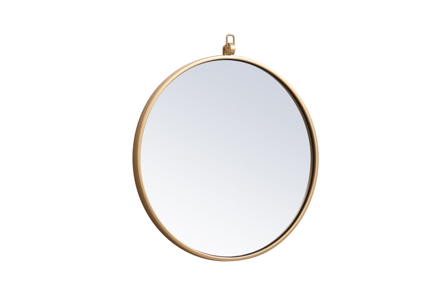 Brilliance, Metal Frame Round Mirror with Decorative Hook 18 Inch in, Midcentury Modern, Brass - MR2201818BR