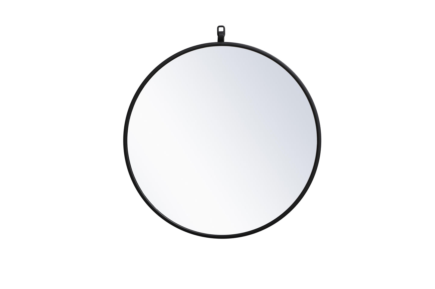 Brilliance, Metal Frame Round Mirror with Decorative Hook 21 Inch in, Midcentury Modern, Black - MR2202121BK