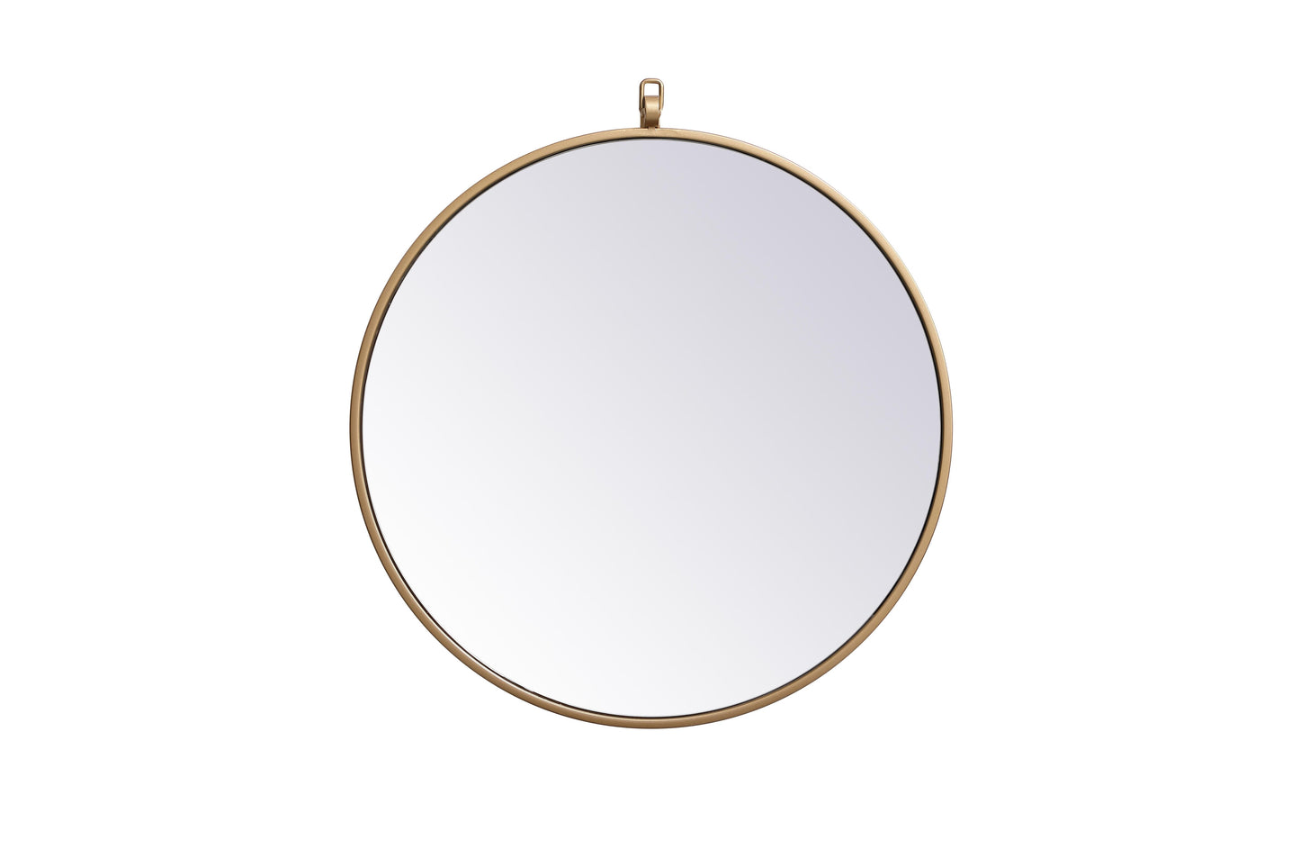 Brilliance, Metal Frame Round Mirror with Decorative Hook 21 Inch in, Midcentury Modern, Brass - MR2202121BR