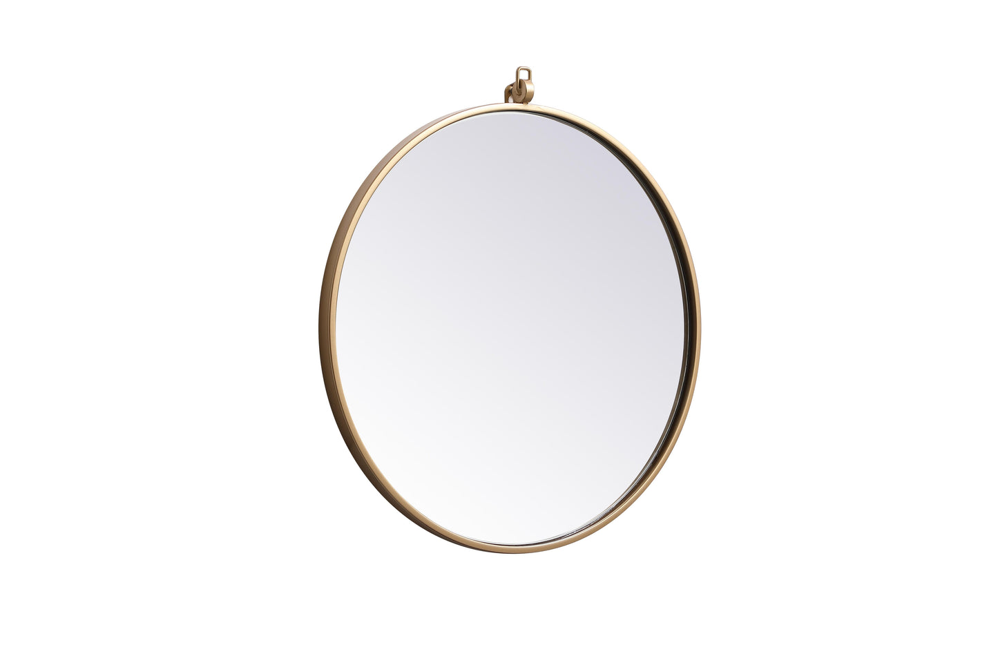 Brilliance, Metal Frame Round Mirror with Decorative Hook 21 Inch in, Midcentury Modern, Brass - MR2202121BR