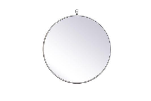 Brilliance, Metal Frame Round Mirror with Decorative Hook 21 Inch in Silver, Midcentury Modern, Silver - MR22021211S