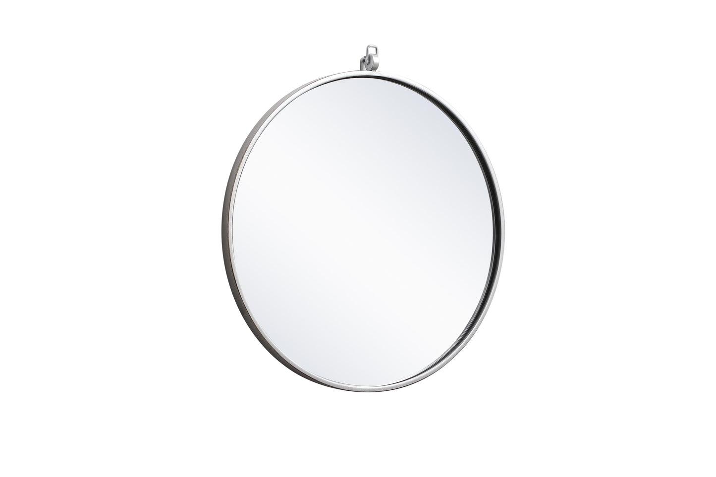 Brilliance, Metal Frame Round Mirror with Decorative Hook 21 Inch in Silver, Midcentury Modern, Silver - MR22021211S