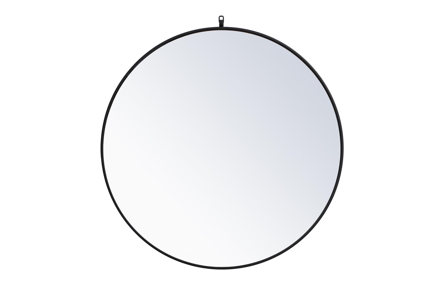 Brilliance, Metal Frame Round Mirror with Decorative Hook 39 Inch in, Midcentury Modern, Black - MR2203939BK