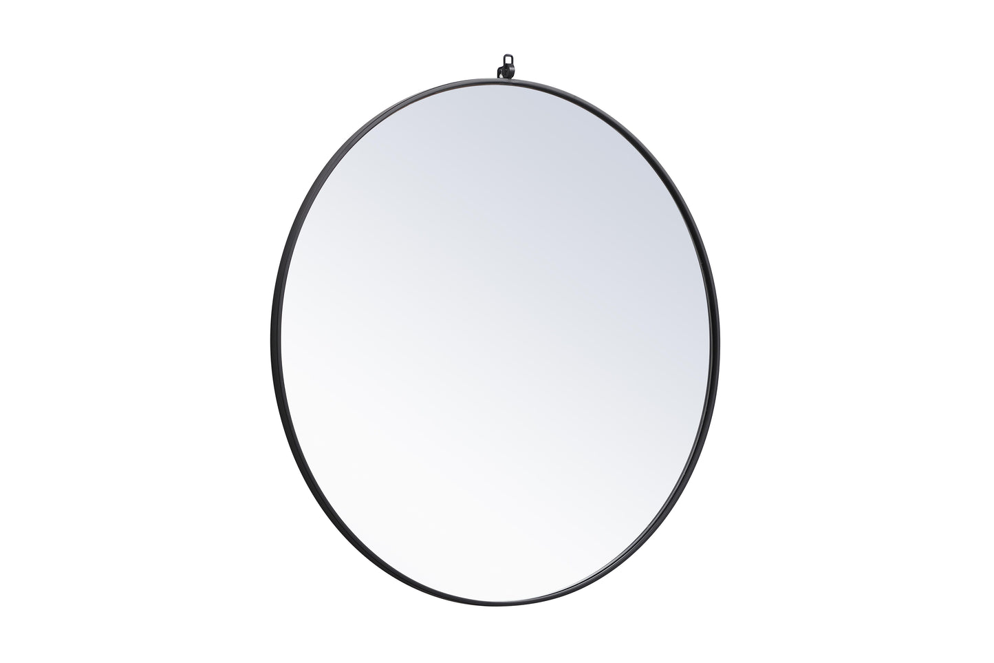 Brilliance, Metal Frame Round Mirror with Decorative Hook 39 Inch in, Midcentury Modern, Black - MR2203939BK