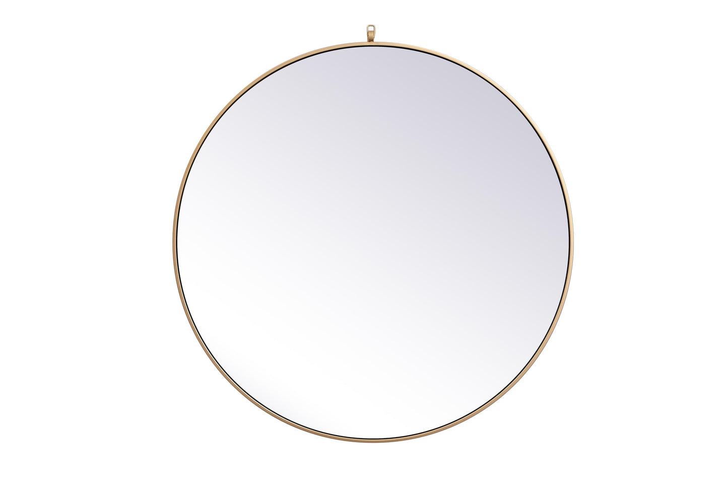 Brilliance, Metal Frame Round Mirror with Decorative Hook 39 Inch in, Midcentury Modern, Brass - MR2203939BR