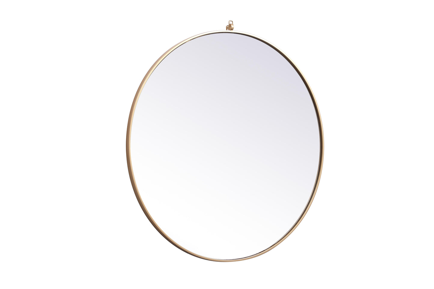 Brilliance, Metal Frame Round Mirror with Decorative Hook 39 Inch in, Midcentury Modern, Brass - MR2203939BR