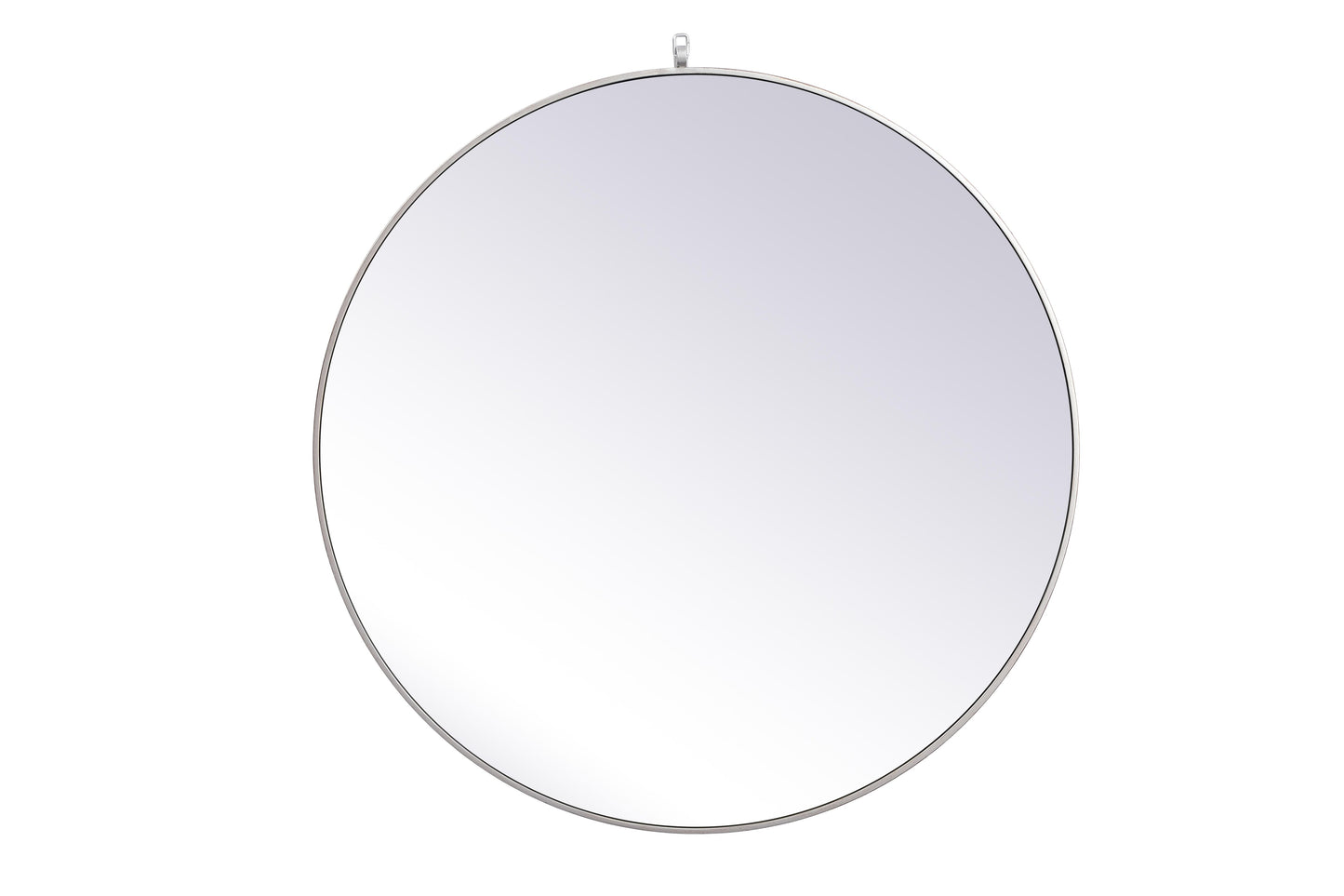 Brilliance, Metal Frame Round Mirror with Decorative Hook 39 Inch in Silver, Midcentury Modern, Silver - MR22039399S