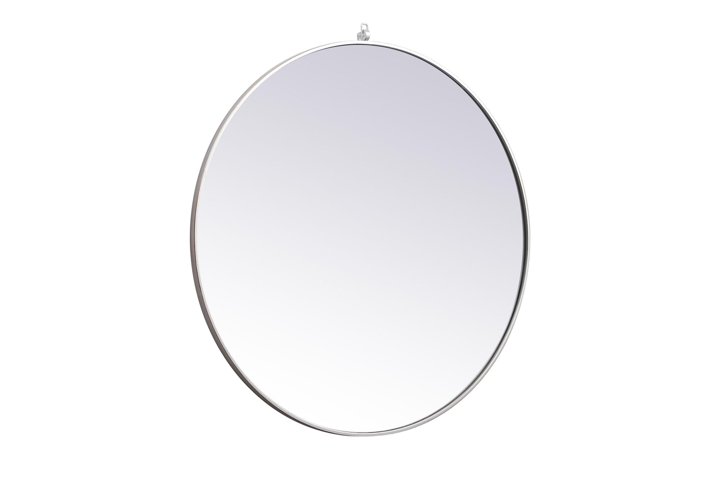 Brilliance, Metal Frame Round Mirror with Decorative Hook 39 Inch in Silver, Midcentury Modern, Silver - MR22039399S