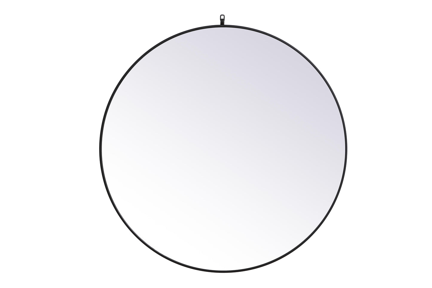 Brilliance, Metal Frame Round Mirror with Decorative Hook 45 Inch in, Midcentury Modern, Black - MR2204545BK