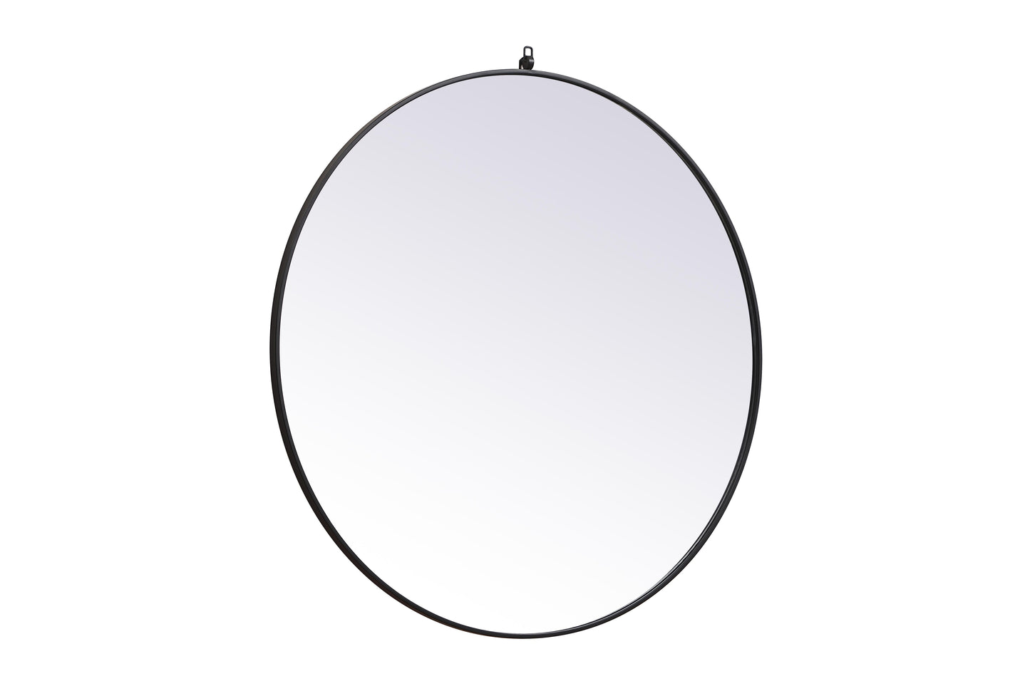 Brilliance, Metal Frame Round Mirror with Decorative Hook 45 Inch in, Midcentury Modern, Black - MR2204545BK