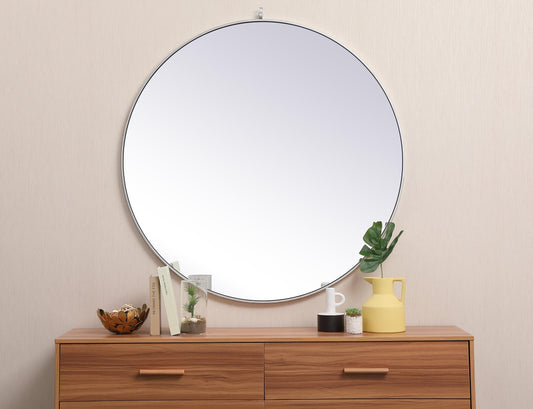 Brilliance, Metal Frame Round Mirror with Decorative Hook 45 Inch in Silver, Midcentury Modern, Silver - MR22045455S