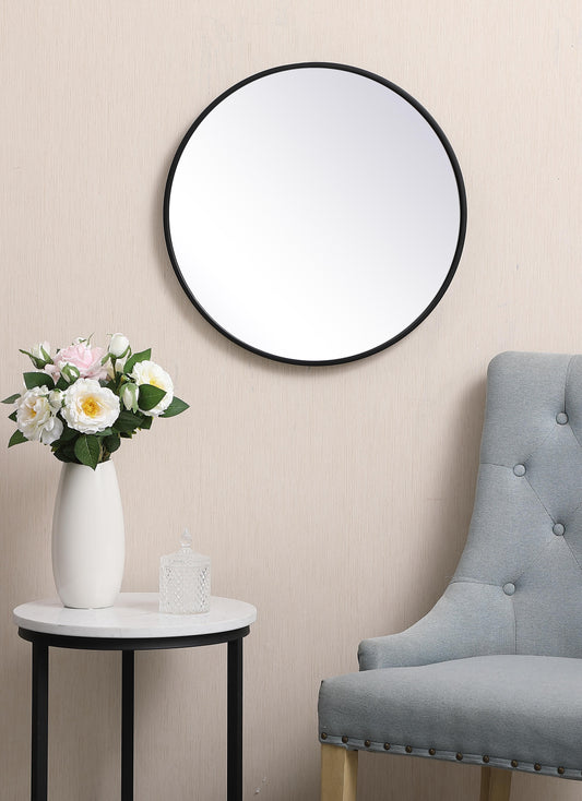 Clarity, Metal Frame Round Mirror 21 Inch in, Midcentury Modern, Black - MR17021BK