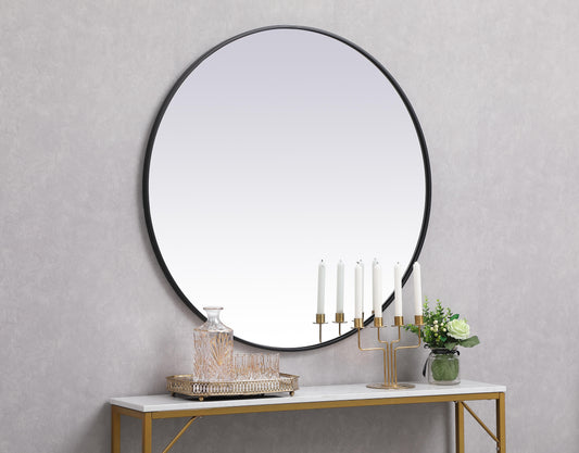 Clarity, Metal Frame Round Mirror 39 Inch in, Midcentury Modern, Black - MR17039BK