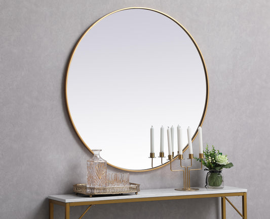 Clarity, Metal Frame Round Mirror 39 Inch in, Midcentury Modern, Brass - MR17039BR