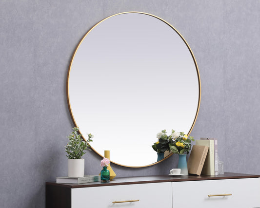 Clarity, Metal Frame Round Mirror 45 Inch in, Midcentury Modern, Brass - MR17045BR