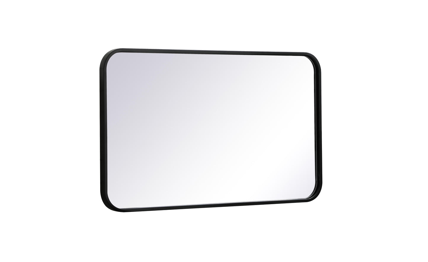 Aura, Soft Corner Metal Rectangular Mirror 18X30 Inch in, Modern, Black - MR2801830BK