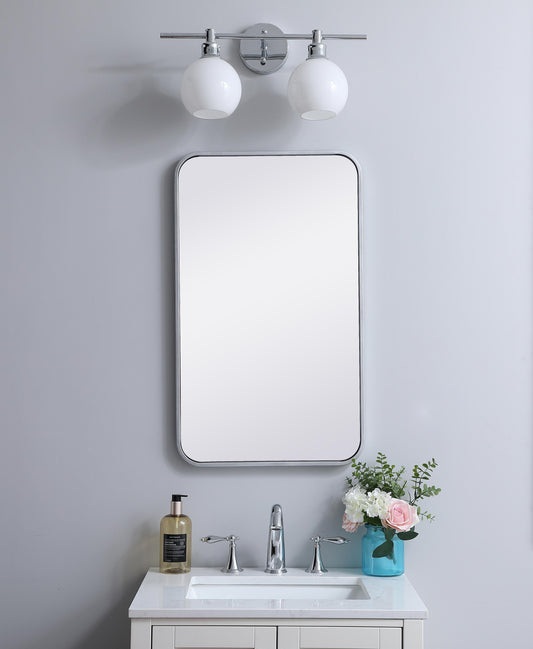 Aura, Soft Corner Metal Rectangular Mirror 18X30 Inch in, Modern, Silver - MR2801830S