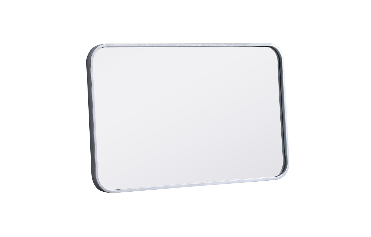 Aura, Soft Corner Metal Rectangular Mirror 18X30 Inch in, Modern, Silver - MR2801830S