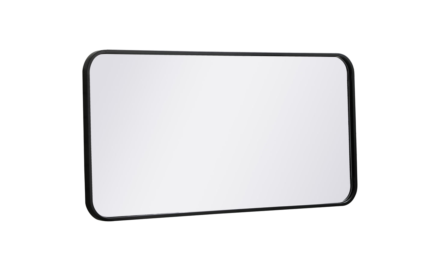 Aura, Soft Corner Metal Rectangular Mirror 18X36 Inch in, Modern, Black - MR2801836BK