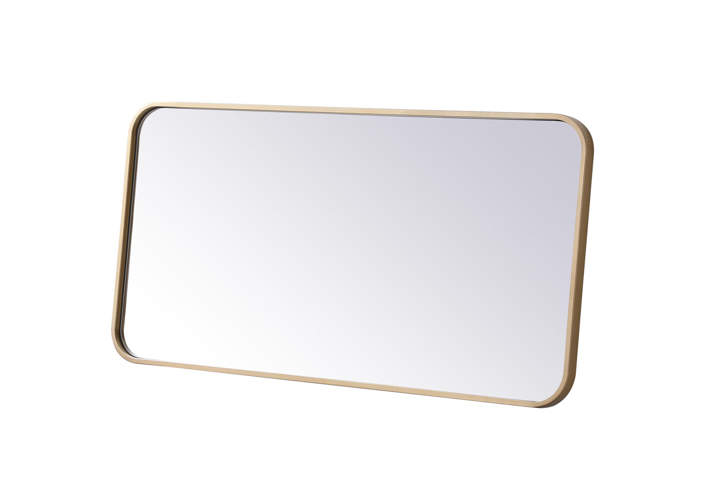 Aura, Soft Corner Metal Rectangular Mirror 18X36 Inch in, Modern, Brass - MR2801836BR