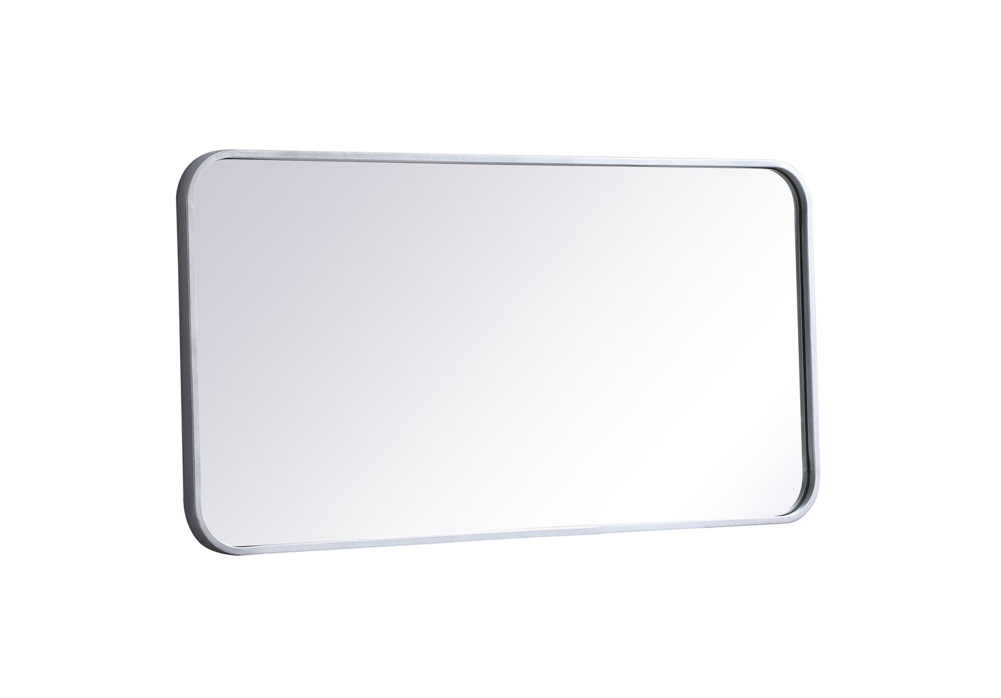 Aura, Soft Corner Metal Rectangular Mirror 18X36 Inch in, Modern, Silver - MR2801836S