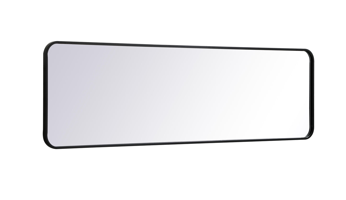 Aura, Soft Corner Metal Rectangular Mirror 18X60 Inch in, Modern, Black - MR2801860BK