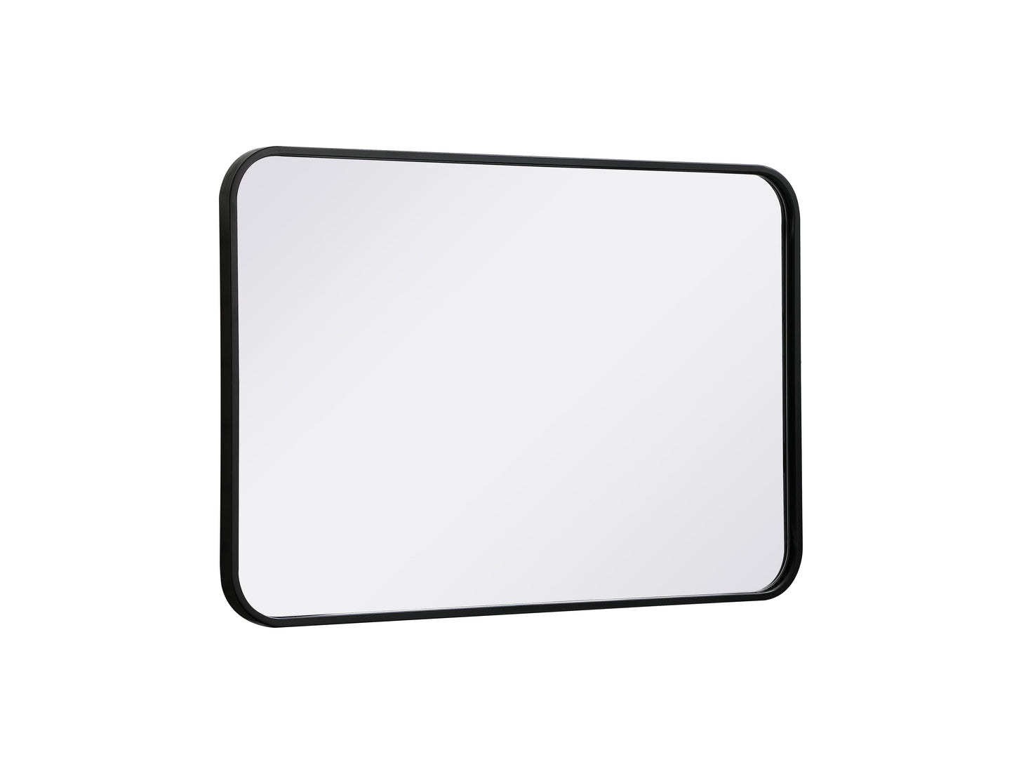 Aura, Soft Corner Metal Rectangular Mirror 20X30 Inch in, Modern, Black - MR2802030BK