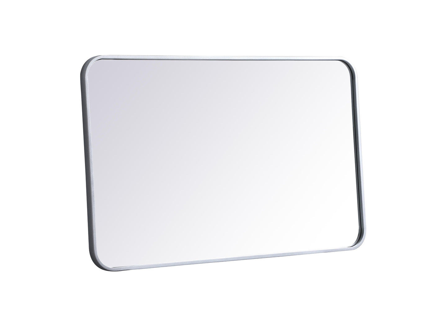 Aura, Soft Corner Metal Rectangular Mirror 22X36 Inch in, Modern, Silver - MR2802236S