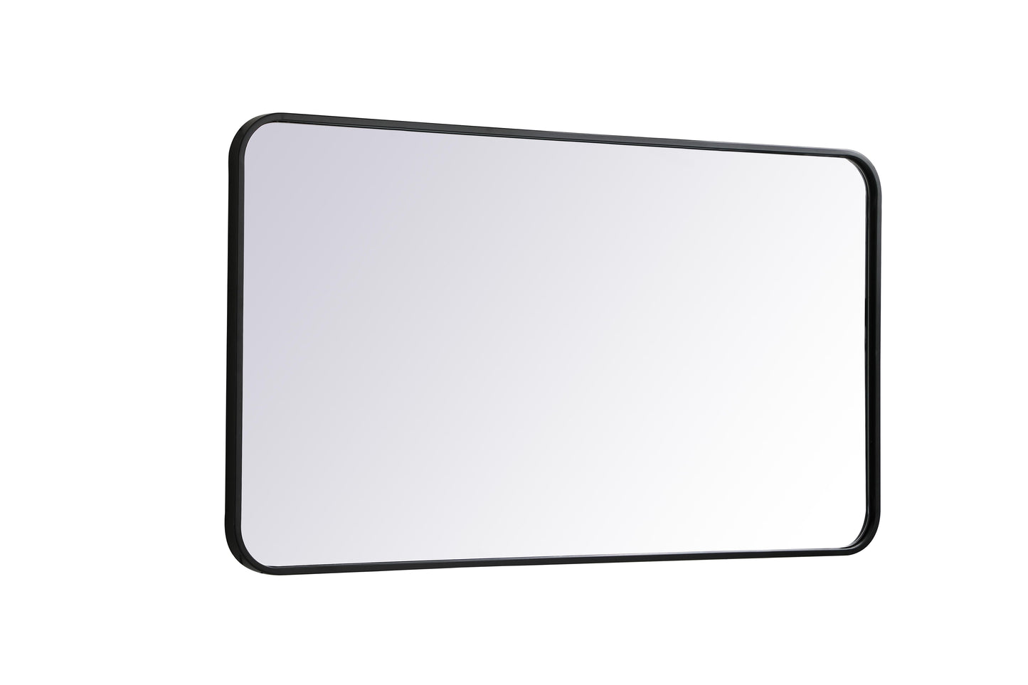 Aura, Soft Corner Metal Rectangular Mirror 22X40 Inch in, Modern, Black - MR2802240BK