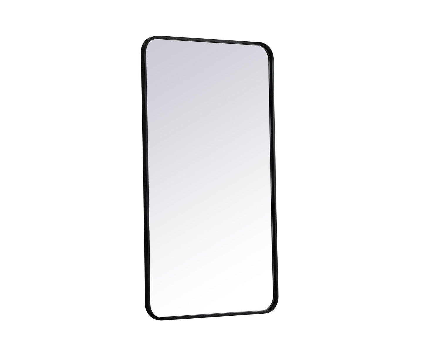 Aura, Soft Corner Metal Rectangular Mirror 22X40 Inch in, Modern, Black - MR2802240BK