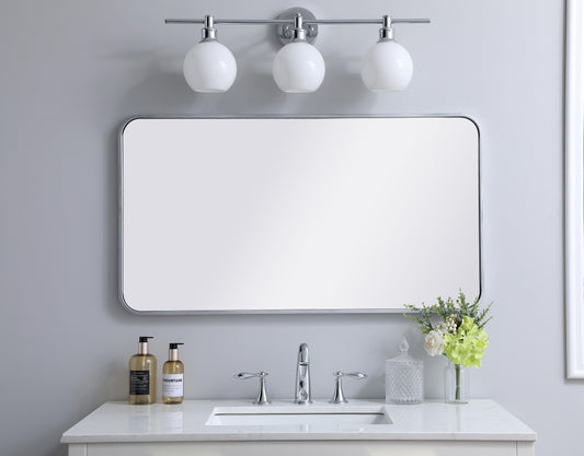 Aura, Soft Corner Metal Rectangular Mirror 22X40 Inch in, Modern, Silver - MR2802240S