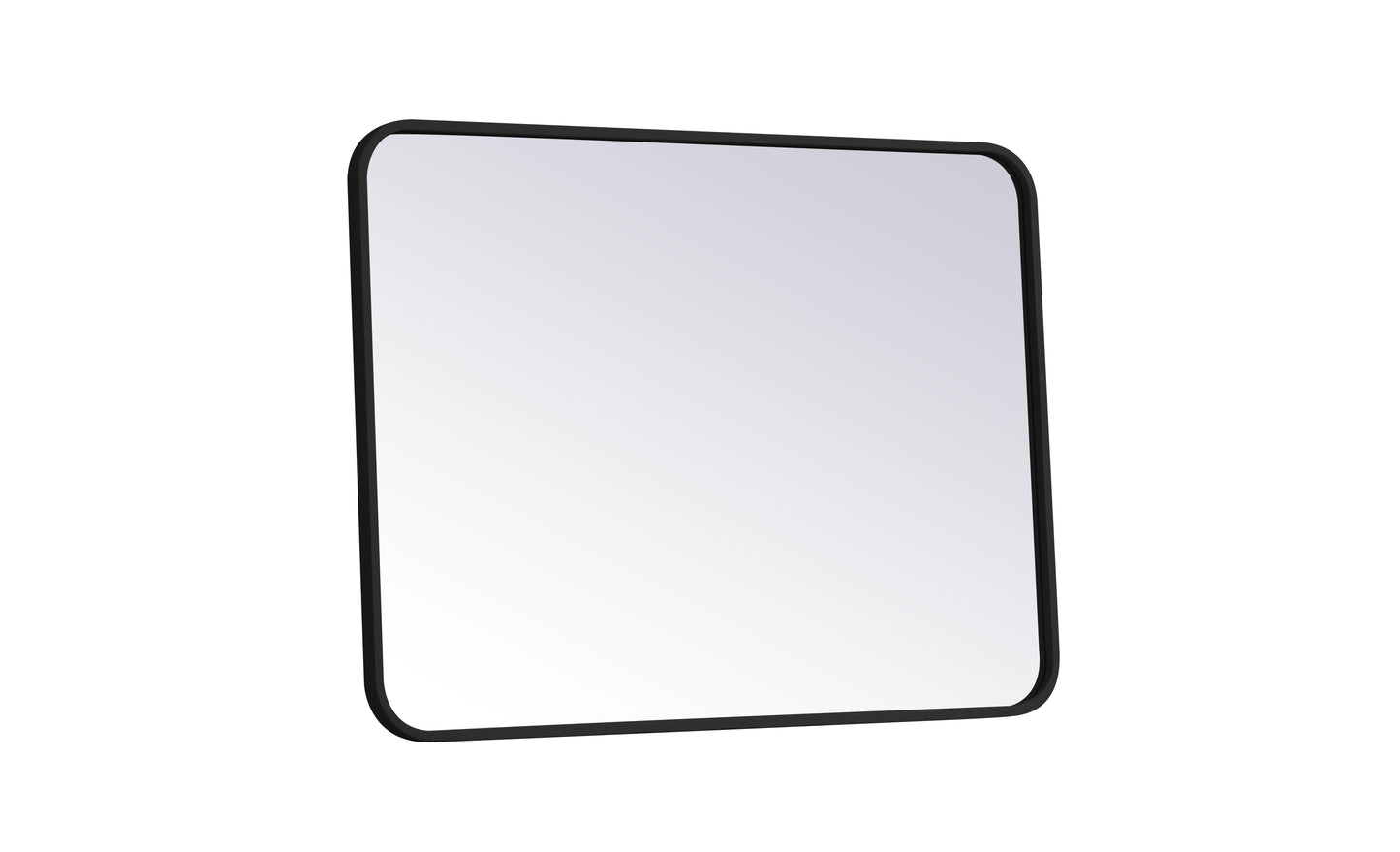 Aura, Soft Corner Metal Rectangular Mirror 24X32 Inch in Black, Modern, Black - MR2802432BK