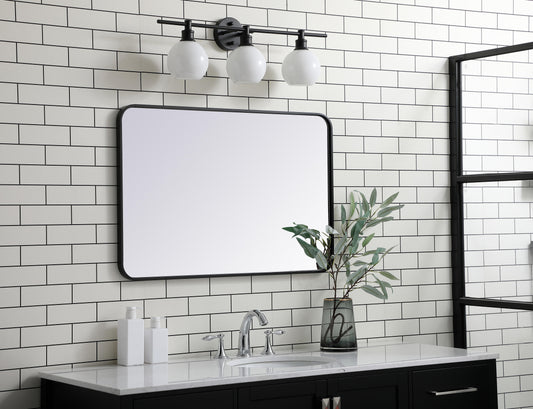 Aura, Soft Corner Metal Rectangular Mirror 24X36 Inch in, Modern, Black - MR2802436BK